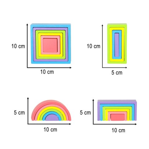 KLOCKI DREWNIANE EDUKACYJNE UKŁADANKA TĘCZA PUZZLE MONTESSORI TĘCZA KOLOROWE