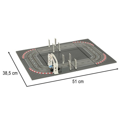 TOR SAMOCHODOWY WYŚCIGOWY POLICYJNY ELEKTRYCZNY + 2 AUTA KLOCKI KONSTRUKCYJNE GD-01