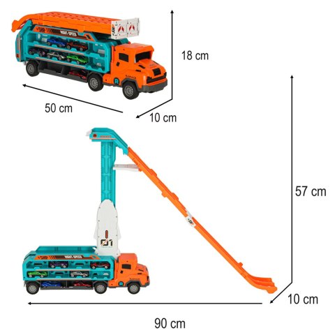 TOR WYŚCIGOWY SAMOCHODOWY LAWETA TRANSPORTER 6 EL. POMARAŃCZOWY