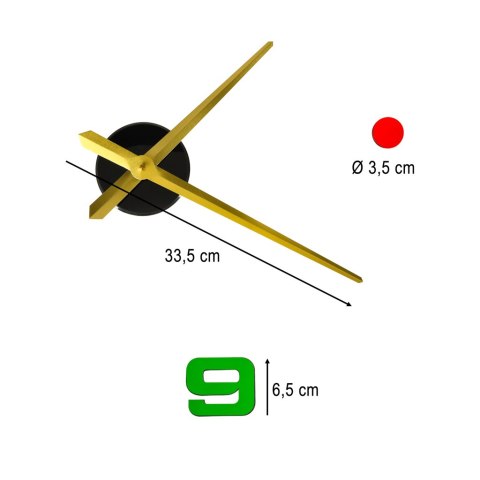 ZEGAR ŚCIENNY NAKLEJANY DIY REGULOWANY 80-90 CM ZŁOTE WSKAZÓWKI KOLOROWY 4 CYFRY