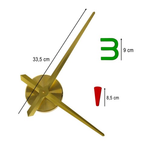 ZEGAR ŚCIENNY NAKLEJANY DIY REGULOWANY 80-90 CM ZŁOTY KOLOROWY 4 CYFRY