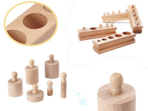 ODWAŻNIKI CYLINDRY DREWNIANE SORTER MONTESSORI