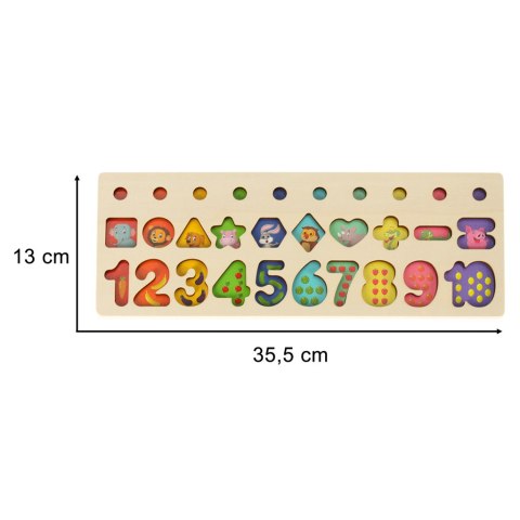 LICZYDŁO DREWNIANE SORTER CYFRY MONTESSORI 3W1 13X36CM