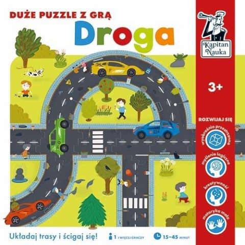 Gra edukacyjna Puzzle "Droga" dla dzieci 3+ Układanie jezdni + Wyścigi samochodów