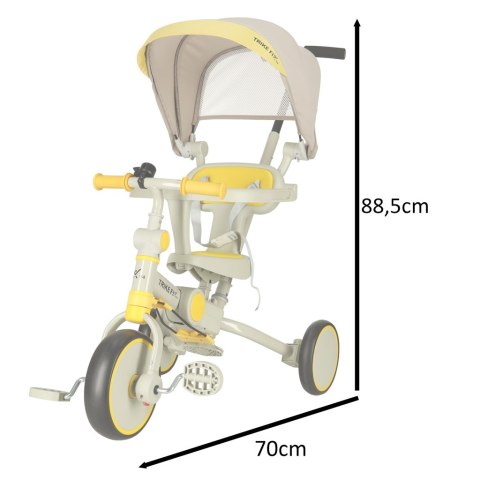 ROWEREK TRÓJKOŁOWY TRIKE FIX V4 ŻÓŁTO-SZARY Z DASZKIEM