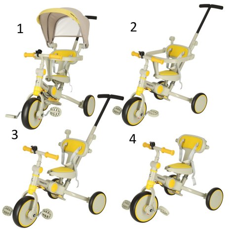 ROWEREK TRÓJKOŁOWY TRIKE FIX V4 ŻÓŁTO-SZARY Z DASZKIEM