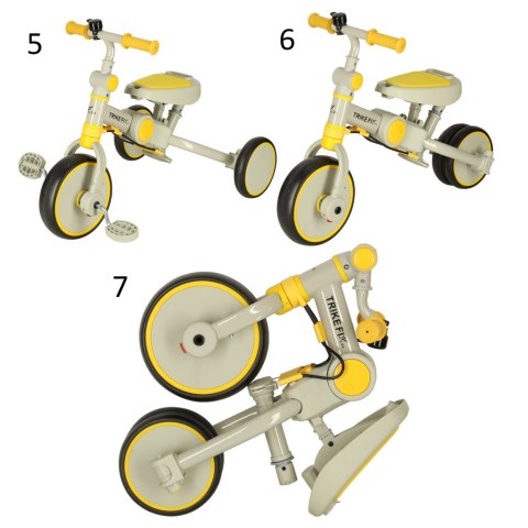 ROWEREK TRÓJKOŁOWY TRIKE FIX V4 ŻÓŁTO-SZARY Z DASZKIEM