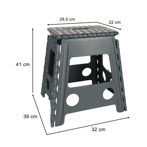 STOŁEK TABORET SKŁADANY ANTYPOŚLIZGOWY 39CM CIEMNY SZARY