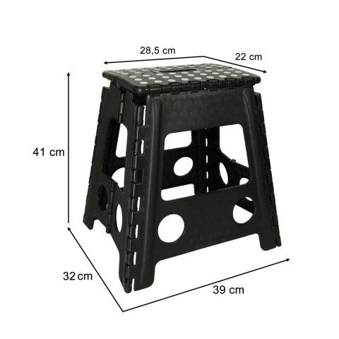 STOŁEK TABORET SKŁADANY ANTYPOŚLIZGOWY 39CM CZARNY