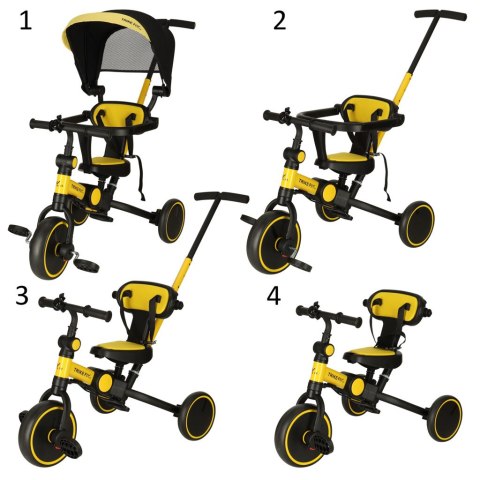 ROWEREK TRÓJKOŁOWY TRIKE FIX V4 ŻÓŁTO-CZARNY Z DASZKIEM