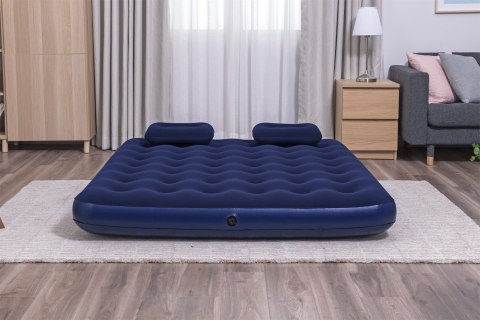 Dmuchany Materac do spania Queen 2-osobowy flokowany BESTWAY 203x152x22cm + Pompka + 2 Poduszki