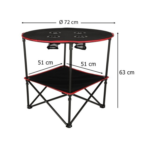 Stolik turystyczny składany z pokrowcem czarny