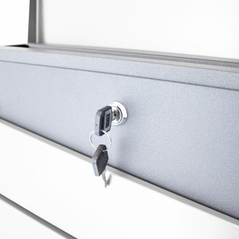 Skrzynka podwójna wolnostojąca na listy z gazetnikiem na stojaku inox Skrzynka podwójna wolnostojąca na listy z gazetnikiem na stojaku inox