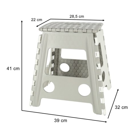 STOŁEK TABORET SKŁADANY ANTYPOŚLIZGOWY WYSOKI 39CM JASNY SZARY