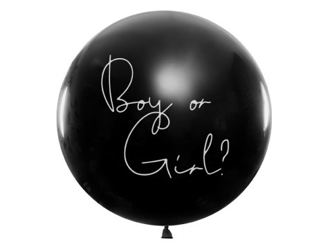 BALON GENDER REVEAL CHŁOPIEC CZY DZIEWCZYNKA NIEBIESKIE KONFETTI 100CM