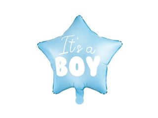 BALON FOLIOWY "IT'S A BOY" NA BABY SHOWER GWIAZDA NIEBIESKA 48CM