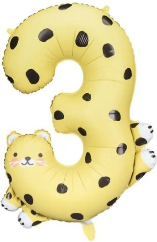 BALON FOLIOWY URODZINOWY CYFRA "3" - GEPARD 55X75 CM