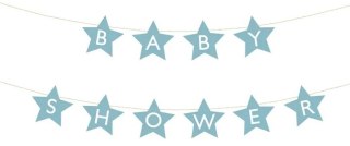 BANER NAPIS NA BABY SHOWER GWIAZDKI JASNONIEBIESKIE 290CM X 16,5CM