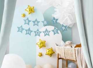 BANER NAPIS NA BABY SHOWER GWIAZDKI JASNONIEBIESKIE 290CM X 16,5CM