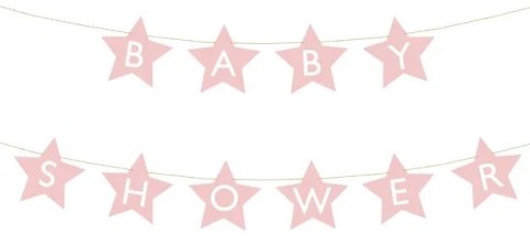 BANER NAPIS NA BABY SHOWER GWIAZDKI JASNORÓŻOWE 290CM X 16,5CM