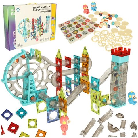 KLOCKI MAGNETYCZNE MAGNETIC STICKS MARBLE TOR KULKOWY Z DŹWIĘKIEM MUZYKĄ GRAJĄCY 118 ELEMENTÓW