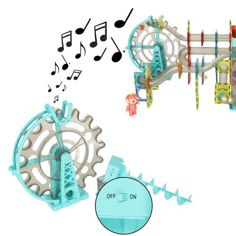 KLOCKI MAGNETYCZNE MAGNETIC STICKS MARBLE TOR KULKOWY Z DŹWIĘKIEM MUZYKĄ GRAJĄCY 118 ELEMENTÓW