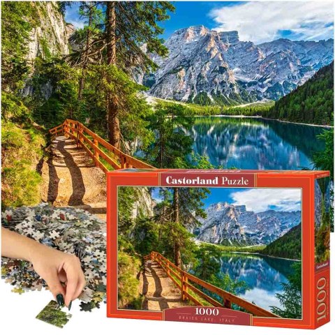 PUZZLE UKŁADANKA 1000 ELEMENTÓW JEZIORO BRAIES WŁOCHY 68 X 47 CM CASTORLAND