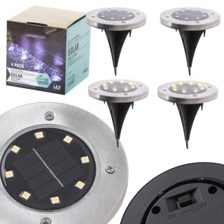 LAMPY OGRODOWE SOLARNE NAJAZDOWE GRUNTOWE 8LED 4SZT. ZIMNY BIAŁY