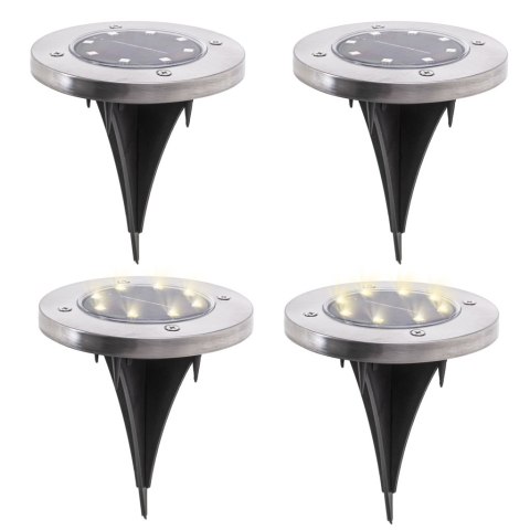 LAMPY OGRODOWE SOLARNE NAJAZDOWE GRUNTOWE 8LED 4SZT. ZIMNY BIAŁY