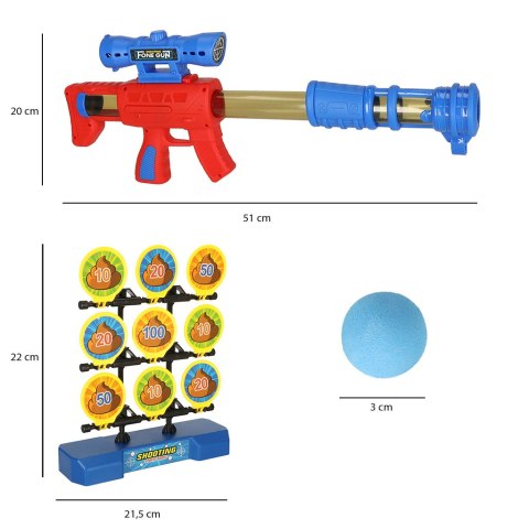 STRZELANIE DO CELU RUCHOMA TARCZA GRA ZRĘCZNOŚCIOWA PISTOLET PIŁKI