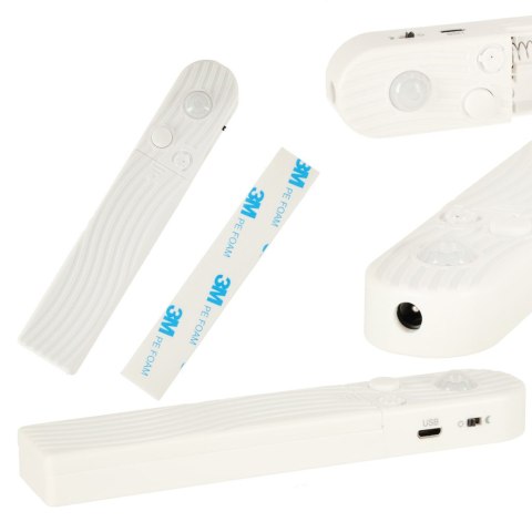TAŚMA LED WODOODPORNA NA BATERIE USB CZUJNIK RUCHU 1M 59LED CIEPŁY BIAŁY