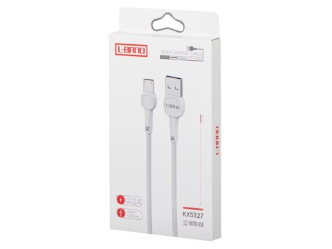 L-BRNO KABEL USB - MICRO USB ŁADOWARKA SZYBKIE ŁADOWANIE QUICK CHARGE BIAŁY 2A 100 CM