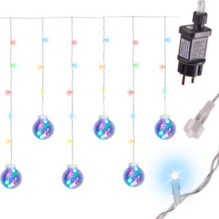 LAMPKI LED KURTYNA KULE WISZĄCE 3M 108LED MULTIKOLOR ZE ZŁĄCZEM 8 TRYBÓW ŚWIECENIA