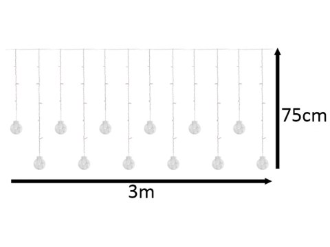 LAMPKI LED KURTYNA KULE WISZĄCE 3M 108LED MULTIKOLOR ZE ZŁĄCZEM 8 TRYBÓW ŚWIECENIA