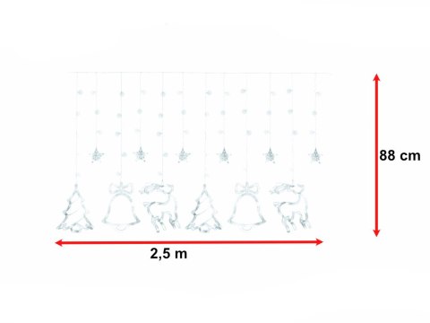 LAMPKI LED KURTYNA RENIFER 2,5M 138LED ZIMNY BIAŁY ZE ZŁĄCZEM