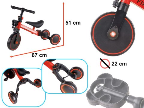 ROWEREK TRIKE FIX MINI BIEGOWY TRÓJKOŁOWY 3W1 Z PEDAŁAMI CZERWONY